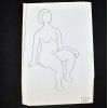 SYLVIO PINTO (1918-1997)<br />Nu feminino voltado para a direita.<br />Caneta esferográfica.<br />1990.<br />MED: 32 X 23