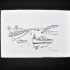 SYLVIO PINTO (1918-1997)<br />Paisagem, embarcações, boias.<br />MED: 16 X 24