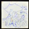 SYLVIO PINTO (1918-1997)<br />Palhaço Folgazão.<br />Caneta esferográfica azul.<br />MED: 10 X 10