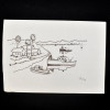 SYLVIO PINTO (1918-1997)<br />Casario, coqueiros e embarcações.<br />MED: 16 X 23