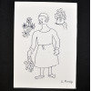 SYLVIO PINTO (1918-1997)<br />Moça e flores<br />MED: 21 X 16