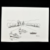 SYLVIO PINTO (1918-1997)<br />Três embarcações no Canal du Midi, França.<br />MED: 15 X 22
