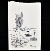 SYLVIO PINTO (1918-1997)<br />Árvore e embarcações.<br />Assinatura no C.I.D.<br />MED: 16 X 11