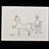 SYLVIO PINTO (1918-1997)<br />Cavalo e menino com chicote.<br />MED: 15 X 21