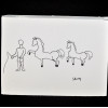 SYLVIO PINTO (1918-1997)<br />Menino com chicote e dois cavalos<br />MED: 16 X 21