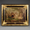 <p>C&Iacute;RCULO DE JEAN-BAPTISTE-CAMILLE COROT (1796&ndash;1875) Une matin&eacute;e &ndash; Danse de Nymphes &Oacute;leo sobre tela | N&atilde;o assinado | Com plaqueta de atribui&ccedil;&atilde;o antiga &ldquo;COROT&rdquo; Moldura em madeira ebanizada com frisos e cantoneiras em talha dourada Medidas: 64,5 x 52 cm. Na moldura: 80,5 x 68 cm. Proveniente da importante cole&ccedil;&atilde;o do Castelo de Santa Teresa de Luiz Carlos de Abreu Pereira. Sua relev&acirc;ncia &eacute; refor&ccedil;ada por uma proced&ecirc;ncia excepcional. A pintura pertenceu ao c&eacute;lebre acervo do Castelo de Santa Teresa, no Rio de Janeiro, reunido por Luiz Carlos de Abreu Pereira, um dos mais respeitados colecionadores e marchands do Brasil, dando continuidade &agrave; hist&oacute;rica cole&ccedil;&atilde;o iniciada por seu av&ocirc;, Arthur Motta. A combina&ccedil;&atilde;o entre qualidade pict&oacute;rica, absoluta coer&ecirc;ncia estil&iacute;stica e proced&ecirc;ncia de refer&ecirc;ncia no colecionismo brasileiro confere &agrave; obra especial import&acirc;ncia Contexto e atribui&ccedil;&atilde;o A composi&ccedil;&atilde;o segue o c&acirc;none que Camille Corot consagrou entre 1840&ndash;1860: coulisses arb&oacute;reas nas laterais emolduram a cena, conduzindo o olhar para a clareira iluminada ao centro. A paleta &eacute; contida &mdash; verdes acinzentados, ocres terrosos, brancos leitosos e azuis atmosf&eacute;ricos &mdash;, marca do &ldquo;tom prateado&rdquo; corotiano que antecipa o Impressionismo. A pincelada &eacute; fluida, quase esbo&ccedil;ada nas figuras, privilegiando a sensa&ccedil;&atilde;o de luz e movimento do tema, La Danse des Nymphes, tornou-se emblem&aacute;tico ap&oacute;s a obra hom&ocirc;nima de Corot de 1850, hoje no Mus&eacute;e d&rsquo;Orsay, em Paris. Jean-Baptiste-Camille Corot foi o elo entre o Neoclassicismo e o Impressionismo. Sua influ&ecirc;ncia foi decisiva para Monet, Renoir e Pissarro. A aus&ecirc;ncia de assinatura n&atilde;o invalida a possibilidade de autoria: Corot deixou estudos e obras inacabadas sem firmar. Contudo, o artista foi tamb&eacute;m o mais copiado e imitado de sua gera&ccedil;&atilde;o, com in&uacute;meros seguidores produzindo &ldquo;&agrave; maneira de Corot&rdquo; ainda em vida. Diante disso, a obra &eacute; catalogada com prud&ecirc;ncia como &ldquo;C&iacute;rculo de Camille Corot&rdquo;, ou seja, executada no s&eacute;culo XIX por artista diretamente influenciado por seu estilo e repert&oacute;rio. A qualidade da composi&ccedil;&atilde;o, a poesia da luz e a fidelidade ao vocabul&aacute;rio corotiano conferem-lhe import&acirc;ncia museol&oacute;gica e decorativa, independentemente da defini&ccedil;&atilde;o final de autoria. Tela em bom estado geral, com craquel&ecirc; de idade compat&iacute;vel com o s&eacute;culo XIX, apresenta-se em imponente moldura de &eacute;poca, em madeira ebanizada em talha com palmetas nos cantos e frisos de acanto cont&iacute;nuo. Tipologia de emolduramento da obras de mestres das Escola de Barbizon. A plaqueta &ldquo;COROT&rdquo; ao centro da base atesta atribui&ccedil;&atilde;o antiga, comum em cole&ccedil;&otilde;es oitocentistas.</p>
