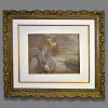 PAUL EMILE CHABAS (1869-1937) - JEUNE BAIGNEUSE<br />Gouache sobre cartão - Assinado no c.i.d. - 45 x 56 cm<br /><br />1. Autoria e Escola - Incontestável:<br /><br />Paul Émile Chabas, Nantes 1869 - Paris 1937, é de longe o mais famoso pintor de nu feminino da Académie des Beaux-Arts. Formação irrepreensível: aluno de William-Adolphe Bouguereau e Tony Robert-Fleury na Académie Julian, estreou no Salon em 1890, Prix National do Salon de 1899 com Joyeux Ébats, Medalha de Ouro na Exposition Universelle de 1900, Médaille d'Honneur em 1912, membro da Académie des Beaux-Arts em 1921, Presidente da Société des Artistes Français de 1925 a 1935 e Comandante da Legião de Honra. <br /><br />Seu tema preferido foi a jovem nua em cenário natural. Foi considerado um dos maiores pintores de nus da Europa. <br /><br />Obras nos maiores acervos do mundo, como você citou e confirmo:<br />Museo del Prado, Madrid<br />Musée d'Orsay, Paris<br />Metropolitan Museum of Art, Nova York - September Morn (Matinée de Septembre) 1912, sua obra mais famosa, 163,8 x 216,5 cm, acervo 57.89 <br />Musée d'Arts de Nantes - cidade natal<br />No Brasil: MASP com Ninfa Loira e Retrato de Senhora<br />2. Análise de Estilo - A Marca Chabas:<br /><br />Esta gouache é exemplar típico de seu estilo:<br /><br />Luz: Manejo de luz difusa e suave é a característica chave. Ele empregava iluminação difusa para renderizar os tons sutis da pele e reflexos na água, o que conferia qualidade etérea, quase onírica. Nesta obra vemos exatamente isso: a luz da manhã banha os cabelos loiros, com realces em branco puro à Bouguereau. <br /><br />Paleta e Técnica: Paleta de pastéis delicados e tons harmoniosos, ocres, beges e brancos, com pincelada acadêmica na figura mas mais solta, quase impressionista, no fundo de água e paisagem. Enquanto suas figuras eram baseadas em princípios acadêmicos de desenho idealizado, seu tratamento de paisagem e luz mostrava consciência sutil do impressionismo. <br /><br />Tema: Diferente dos contextos dramáticos ou mitológicos de outros acadêmicos, Chabas preferia momentos simples do banho ou repouso, imbuídos de ar de inocência e tranquilidade. É o que temos aqui: Jeune Baigneuse. <br /><br />3. Fator Histórico e Vestimenta:<br /><br />Obra da Belle Époque tardia / Art Nouveau. A jovem banhista, com alça do traje de banho escorregando no ombro, mão no peito, à beira d'água com barco ao fundo, representa o ideal de inocência e erotismo sutil que consagrou Chabas.<br /><br />Historicamente, este gouache se insere no mesmo ciclo criativo que culminou em September Morn, 1912, que se tornou um succès de scandale nos EUA em maio de 1913, quando Anthony Comstock, secretário da New York Society for the Suppression of Vice, protestou contra a obra como imoral. Foram vendidas cerca de 7 milhões de reproduções. Chabas, ofendido, buscou anonimato no sul da França. PAUL EMILE CHABAS (1869-1937) - JEUNE BAIGNEUSE<br />Gouache sobre cartão - Assinado no c.i.d. - 45 x 56 cm<br /><br />1. Autoria e Escola - Incontestável:<br /><br />Paul Émile Chabas, Nantes 1869 - Paris 1937, é de longe o mais famoso pintor de nu feminino da Académie des Beaux-Arts. Formação irrepreensível: aluno de William-Adolphe Bouguereau e Tony Robert-Fleury na Académie Julian, estreou no Salon em 1890, Prix National do Salon de 1899 com Joyeux Ébats, Medalha de Ouro na Exposition Universelle de 1900, Médaille d'Honneur em 1912, membro da Académie des Beaux-Arts em 1921, Presidente da Société des Artistes Français de 1925 a 1935 e Comandante da Legião de Honra. <br /><br />Seu tema preferido foi a jovem nua em cenário natural. Foi considerado um dos maiores pintores de nus da Europa. <br /><br />Obras nos maiores acervos do mundo, como você citou e confirmo:<br />Museo del Prado, Madrid<br />Musée d'Orsay, Paris<br />Metropolitan Museum of Art, Nova York - September Morn (Matinée de Septembre) 1912, sua obra mais famosa, 163,8 x 216,5 cm, acervo 57.89 <br />Musée d'Arts de Nantes - cidade natal<br />No Brasil: MASP com Ninfa Loira e Retrato de Senhora<br />2. Análise de Estilo - A Marca Chabas:<br /><br />Esta gouache é exemplar típico de seu estilo:<br /><br />Luz: Manejo de luz difusa e suave é a característica chave. Ele empregava iluminação difusa para renderizar os tons sutis da pele e reflexos na água, o que conferia qualidade etérea, quase onírica. Nesta obra vemos exatamente isso: a luz da manhã banha os cabelos loiros, com realces em branco puro à Bouguereau. <br /><br />Paleta e Técnica: Paleta de pastéis delicados e tons harmoniosos, ocres, beges e brancos, com pincelada acadêmica na figura mas mais solta, quase impressionista, no fundo de água e paisagem. Enquanto suas figuras eram baseadas em princípios acadêmicos de desenho idealizado, seu tratamento de paisagem e luz mostrava consciência sutil do impressionismo. <br /><br />Tema: Diferente dos contextos dramáticos ou mitológicos de outros acadêmicos, Chabas preferia momentos simples do banho ou repouso, imbuídos de ar de inocência e tranquilidade. É o que temos aqui: Jeune Baigneuse. <br /><br />3. Fator Histórico e Vestimenta:<br /><br />Obra da Belle Époque tardia / Art Nouveau. A jovem banhista, com alça do traje de banho escorregando no ombro, mão no peito, à beira d'água com barco ao fundo, representa o ideal de inocência e erotismo sutil que consagrou Chabas.<br /><br />Historicamente, este gouache se insere no mesmo ciclo criativo que culminou em September Morn, 1912, que se tornou um succès de scandale nos EUA em maio de 1913, quando Anthony Comstock, secretário da New York Society for the Suppression of Vice, protestou contra a obra como imoral. Foram vendidas cerca de 7 milhões de reproduções. Chabas, ofendido, buscou anonimato no sul da França.