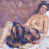 PEDRO BRUNO (1888 1949)<br />Modelo vivo<br />Óleo sobre cedro.<br />MED: 16x24 / 40 X 48 X 04 cm.<br />Pedro Bruno, um prodígio da arte desde a tenra idade, iniciou sua jornada artística aos seis anos com Giovanni Battista Castagneto. Sua carreira meteórica levou a estudar música e arte em conservatórios renomados na Europa e no Brasil. Com talento excepcional, conquistou prêmios e reconhecimento em exposição de Belas Artes, destacando-se pela precocidade e maestria em suas obras. Seu legado artístico inclui obras icônicas como Gonçalves Dias e Pátria, esta última imortalizada na nota de 200 cruzados novos. Pedro Bruno deixou sua marca não apenas no Brasil, mas também na Itália, com obras em museus renomados. Sua influência perdura, sendo homenageado com um busto em Paquetá e uma rua em São Paulo em sua memória.