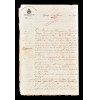 1889 - Documento do ultimo ano do imperio destinado ao Inspetor da TESOURARIA DA FAZENDA NO IMPÉRIO<br /><br />Descrição do Documento:<br /><br />Carta datada de 1889 da Thesouraria de Fazenda de Sergipe enviada ao administrador das terras de SANTO ANTÔNIO DO ARACAJÚ Sr. A. A. DE SILVEIRA. Escrita e assinada por JOÃO BAPTISTA DA SILVA GOUVÊA, inspetor da TESOURARIA DA FAZENDA NO IMPÉRIO entre 1884 até 1889.<br /><br />As Tesourarias da Fazenda tinham como finalidades a administração, a arrecadação, a distribuição, a contabilidade e a fiscalização de todas as rendas públicas da província respectiva. Eram dirigidas por um Inspetor, auxiliado por um Contador e um Procurador Fiscal, elas foram extintas logo depois da proclamação da República, mas o governo logo se convenceu de seu erro e o corrigiu criando as Delegacias Fiscais do Tesouro Nacional, sucessoras das Tesourarias.<br /><br />Transcrição do Documento:<br /><br />Thesouraria da Fazenda de Sergipe no1<br />Aracajú, 8 de Fevereiro de 1889<br /><br />O Inspector da Thesouraria da Fazenda de Sergipe, transmitindo ao Imo. 1o escriturário da mesma repartição, A… A… da Silveira administrador das terras do extincto encapellado de Santo Antônio do aracajú, pertencentes a fazenda nacional, os inclusos impostos […] recommenda-lhe afim de poder convenientemente resolver o Governo Imperial sobre taes pretenções que não sa submetidas á sua decizão, que com urgência preste os seguintes esclarecimentos: […] informe se ha alguma parte dos mesmos terrenos indispensável à utilidade publica, e faça todas as averiguações que seu juízo prudencial …. bem até … podem insistir como taes predicados certamente farão argumentalos de redor, porque são elementos constitutivos de seu merecimento real.<br /><br />JOÃO BAPTISTA DA SILVA GOUVÊA<br /><br />MEDIDAS: 22cm X 33cm. <br />Papel com marca d’agua “FIUMI”, <br />Impressão oficial “Thesouraria da fazenda de sergipe” e Brasão Imperial. <br />Rubricado em tinta vermelha<br />