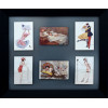 Cartões postais com representação de obras de artistas franceses, França 1920.<br /><br />Quadro com 6 postais colecionáveis dos anos 1920 não circulados, emparelhados em moldura preta em fundo de vidro, destacando-se as peças com a representação femininas em obras populares nos anos 20. Fabricação Francesa.<br />MEDIDAS da unidade: 13,5 x 8,5 cm. Com moldura: 43,5 x 51 cm.