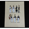 <p>JOS&Eacute; WASTH RODRIGUES (S&atilde;o Paulo, 1891 - Rio de Janeiro, 1957) 32x23 cm. Aquareladas &agrave; m&atilde;o ESTAMPA N. 35&mdash; Milicias, 1816: Coronel do Regimento de Ca&ccedil;adores Henriques em grande uniforme; Soldado do mesmo regimento; Official Superior de Milicias em pequeno uniforme; Cabo do 2&deg; Regimento de Cavallaria de Milicias em grande uniforme. ESTAMPA N. 36 &mdash; Brasil, 1815: Alferes Porta-Bandeira da Infantaria Portugueza no Brasil; Official inferior da mesma; Official superior do 1&deg; Regimento de Milicias da Bahia. Impresso em Paris, ano 1922:A. FERROUD. -F. FERROUD, Succ. 127, Boulevard Saint German, 127. Um exaustivo e valoroso trabalho consagrado como um dos maiores cl&aacute;ssicos relacionados ao tema. Rar&iacute;ssima obra da qual foram editadas apenas 500 unidades e aquareladas &agrave; m&atilde;o. A Cole&ccedil;&atilde;o Iconogr&aacute;fica Uniformes Militares comp&otilde;e o Arquivo Hist&oacute;rico do Museu Hist&oacute;rico Nacional. O pintor Jos&eacute; Wasth Rodrigues foi um grande historiador e estudioso da arquitetura colonial no Brasil. Seus estudos do in&iacute;cio do s&eacute;culo 20 foram incorporados ao livro &ldquo;Document&aacute;rio Arquitet&ocirc;nico&rdquo;, no qual o autor se dedica &agrave; complexidade do patrim&ocirc;nio nacional. Publicado pela primeira vez em 1940, o estudo re&uacute;ne uma s&eacute;rie de elementos que podem ser vistos tamb&eacute;m nas obras do acervo do Museu do Ipiranga.</p>