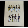 <p>JOS&Eacute; WASTH RODRIGUES (S&atilde;o Paulo, 1891 - Rio de Janeiro, 1957) 32x23 cm. Aquareladas &agrave; m&atilde;o ESTAMPA N. 37 - Exercito Portuguez no Brasil, 1816: Marechal em grande uniforme; General, idem; General, pequeno uniforme: Soldado de Ca&ccedil;adores em grande uniforme; Alferes de Ca&ccedil;adores, idem. ESTAMPA N. 38 &mdash; Brasil, 1817 a 1821: Soldado dos Batalh&otilde;es de Ca&ccedil;adores: Official de Cavalaria de Milicias de Curityba: Soldado do Regimento de Cavallaria de 1&deg; Linha do Par&aacute;; Official do mesmo regimento. Impresso em Paris, ano 1922:A. FERROUD. -F. FERROUD, Succ. 127, Boulevard Saint German, 127. Um exaustivo e valoroso trabalho consagrado como um dos maiores cl&aacute;ssicos relacionados ao tema. Rar&iacute;ssima obra da qual foram editadas apenas 500 unidades e aquareladas &agrave; m&atilde;o. A Cole&ccedil;&atilde;o Iconogr&aacute;fica Uniformes Militares comp&otilde;e o Arquivo Hist&oacute;rico do Museu Hist&oacute;rico Nacional. O pintor Jos&eacute; Wasth Rodrigues foi um grande historiador e estudioso da arquitetura colonial no Brasil. Seus estudos do in&iacute;cio do s&eacute;culo 20 foram incorporados ao livro &ldquo;Document&aacute;rio Arquitet&ocirc;nico&rdquo;, no qual o autor se dedica &agrave; complexidade do patrim&ocirc;nio nacional. Publicado pela primeira vez em 1940, o estudo re&uacute;ne uma s&eacute;rie de elementos que podem ser vistos tamb&eacute;m nas obras do acervo do Museu do Ipiranga.</p>