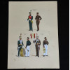 <p>JOS&Eacute; WASTH RODRIGUES (S&atilde;o Paulo, 1891 - Rio de Janeiro, 1957) 32x23 cm. Aquareladas &agrave; m&atilde;o ESTAMPA N. 63&mdash;1850: Musico do 11&deg; Batalh&atilde;o de Infantaria, primeiro uniforme; Musico do mesmo batalh&atilde;o, segundo uniforme. ESTAMPA N. 64 &mdash; MUSICOS - 1851: Do 9&deg; Batalh&atilde;o de Infantaria, grande uniforme; Idem, pequeno uniforme; Do 12&deg; Batalh&atilde;o de Infantaria, grande uniforme; Idem, pequeno uniforme. Impresso em Paris, ano 1922:A. FERROUD. -F. FERROUD, Succ. 127, Boulevard Saint German, 127. Um exaustivo e valoroso trabalho consagrado como um dos maiores cl&aacute;ssicos relacionados ao tema. Rar&iacute;ssima obra da qual foram editadas apenas 500 unidades e aquareladas &agrave; m&atilde;o. A Cole&ccedil;&atilde;o Iconogr&aacute;fica Uniformes Militares comp&otilde;e o Arquivo Hist&oacute;rico do Museu Hist&oacute;rico Nacional. O pintor Jos&eacute; Wasth Rodrigues foi um grande historiador e estudioso da arquitetura colonial no Brasil. Seus estudos do in&iacute;cio do s&eacute;culo 20 foram incorporados ao livro &ldquo;Document&aacute;rio Arquitet&ocirc;nico&rdquo;, no qual o autor se dedica &agrave; complexidade do patrim&ocirc;nio nacional. Publicado pela primeira vez em 1940, o estudo re&uacute;ne uma s&eacute;rie de elementos que podem ser vistos tamb&eacute;m nas obras do acervo do Museu do Ipiranga.</p>