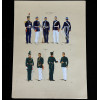 <p>JOS&Eacute; WASTH RODRIGUES (S&atilde;o Paulo, 1891 - Rio de Janeiro, 1957) 32x23 cm. Aquareladas &agrave; m&atilde;o ESTAMPA N. 89 &mdash;CORPOS E COMPANHIAS FIXOS: Artilharia e Cavalaria &mdash; 1856: Tenente em grande uniforme (Artilharia do Amazonas) ; Alferes em pequeno uniforme (Idem); Pra&ccedil;a, mesmo uniforme (Idem); Alferes em grande uniforme (Cavallaria do Paran&aacute;); Pra&ccedil;a, mesmo uniforme (Idem). ESTAMPA N. 90 &mdash; 8&deg; BATALH&Atilde;O DE CA&Ccedil;ADORES &mdash; 1856: Alferes em grande uniforme; Alferes em pequeno uniforme; Soldado em grande uniforme; Soldado em pequeno uniforme. Impresso em Paris, ano 1922:A. FERROUD. - F. FERROUD, Succ. 127, Boulevard Saint German, 127. Um exaustivo e valoroso trabalho consagrado como um dos maiores cl&aacute;ssicos relacionados ao tema. Rar&iacute;ssima obra da qual foram editadas apenas 500 unidades e aquareladas &agrave; m&atilde;o. A Cole&ccedil;&atilde;o Iconogr&aacute;fica Uniformes Militares comp&otilde;e o Arquivo Hist&oacute;rico do Museu Hist&oacute;rico Nacional. O pintor Jos&eacute; Wasth Rodrigues foi um grande historiador e estudioso da arquitetura colonial no Brasil. Seus estudos do in&iacute;cio do s&eacute;culo 20 foram incorporados ao livro &ldquo;Document&aacute;rio Arquitet&ocirc;nico&rdquo;, no qual o autor se dedica &agrave; complexidade do patrim&ocirc;nio nacional. Publicado pela primeira vez em 1940, o estudo re&uacute;ne uma s&eacute;rie de elementos que podem ser vistos tamb&eacute;m nas obras do acervo do Museu do Ipiranga.</p>