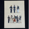 <p>JOS&Eacute; WASTH RODRIGUES (S&atilde;o Paulo, 1891 - Rio de Janeiro, 1957) 32x23 cm. Aquareladas &agrave; m&atilde;o ESTAMPA N. 117 &mdash; VOLUNTARIOS DA PATRIA-1865 a 1870: a) Coronel do 41&deg; Batalh&atilde;o da Bahia, em segundo uniforme; b) Alferes do 7&ordm; de S. Paulo, idem; c) Voluntario da Patria em segundo uniforme. ESTAMPA N. 118 &mdash; VOLUNTARIOS DA PATRIA - 1865 a 1870: a) Capit&atilde;o, segundo uniforme; b) Sargento, idem; c) Zuavo da Bahia; d) Voluntario, segundo uniforme; e) Idem. Impresso em Paris, ano 1922:A. FERROUD. - F. FERROUD, Succ. 127, Boulevard Saint German, 127. Um exaustivo e valoroso trabalho consagrado como um dos maiores cl&aacute;ssicos relacionados ao tema. Rar&iacute;ssima obra da qual foram editadas apenas 500 unidades e aquareladas &agrave; m&atilde;o. A Cole&ccedil;&atilde;o Iconogr&aacute;fica Uniformes Militares comp&otilde;e o Arquivo Hist&oacute;rico do Museu Hist&oacute;rico Nacional. O pintor Jos&eacute; Wasth Rodrigues foi um grande historiador e estudioso da arquitetura colonial no Brasil. Seus estudos do in&iacute;cio do s&eacute;culo 20 foram incorporados ao livro &ldquo;Document&aacute;rio Arquitet&ocirc;nico&rdquo;, no qual o autor se dedica &agrave; complexidade do patrim&ocirc;nio nacional. Publicado pela primeira vez em 1940, o estudo re&uacute;ne uma s&eacute;rie de elementos que podem ser vistos tamb&eacute;m nas obras do acervo do Museu do Ipiranga.</p>