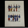 <p>JOS&Eacute; WASTH RODRIGUES (S&atilde;o Paulo, 1891 - Rio de Janeiro, 1957) 32x23 cm. Aquareladas &agrave; m&atilde;o ESTAMPA N. 169 &mdash; INFANTARIA - 1894: Pra&ccedil;a de pret, grande uniforme; Musico, idem; Tambor, idem; Cabo, pequeno uniforme; Pra&ccedil;a de pret com equipamento. ESTAMPA N. 170 &mdash; ESCOLAS - 1894: Alumno da Escola Militar, grande gala: Idem, segunda gala; Alferes-Alumno, grande gala; Lente da mesma escola, segunda gala; Escola de Sargentos, grande gala; Idem, segunda. Impresso em Paris, ano 1922: A. FERROUD. - F. FERROUD, Succ. 127, Boulevard Saint German, 127. Um exaustivo e valoroso trabalho consagrado como um dos maiores cl&aacute;ssicos relacionados ao tema. Rar&iacute;ssima obra da qual foram editadas apenas 500 unidades e aquareladas &agrave; m&atilde;o. A Cole&ccedil;&atilde;o Iconogr&aacute;fica Uniformes Militares comp&otilde;e o Arquivo Hist&oacute;rico do Museu Hist&oacute;rico Nacional. O pintor Jos&eacute; Wasth Rodrigues foi um grande historiador e estudioso da arquitetura colonial no Brasil. Seus estudos do in&iacute;cio do s&eacute;culo 20 foram incorporados ao livro &ldquo;Document&aacute;rio Arquitet&ocirc;nico&rdquo;, no qual o autor se dedica &agrave; complexidade do patrim&ocirc;nio nacional. Publicado pela primeira vez em 1940, o estudo re&uacute;ne uma s&eacute;rie de elementos que podem ser vistos tamb&eacute;m nas obras do acervo do Museu do Ipiranga.</p>