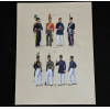 <p>JOS&Eacute; WASTH RODRIGUES (S&atilde;o Paulo, 1891 - Rio de Janeiro, 1957) 32x23 cm. Aquareladas &agrave; m&atilde;o ESTAMPA N. 214 &mdash; 1851: Coronel Commandante Superior, grande gala; Coronel do 1&deg; Regimento de Cavallaria, idem; Alferes do mesmo corpo, pequena gala; Guarda do 2&deg; Regimento de Cavallaria, grande gala. ESTAMPA N. 215 &mdash; 1851: Capit&atilde;o de Ca&ccedil;adores, grande uniforme; Guarda da mesma arma, idem; Alferes da mesma arma, pequeno uniforme; Guarda, idem. Impresso em Paris, ano 1922: A. FERROUD. - F. FERROUD, Succ. 127, Boulevard Saint German, 127. Um exaustivo e valoroso trabalho consagrado como um dos maiores cl&aacute;ssicos relacionados ao tema. Rar&iacute;ssima obra da qual foram editadas apenas 500 unidades e aquareladas &agrave; m&atilde;o. A Cole&ccedil;&atilde;o Iconogr&aacute;fica Uniformes Militares comp&otilde;e o Arquivo Hist&oacute;rico do Museu Hist&oacute;rico Nacional. O pintor Jos&eacute; Wasth Rodrigues foi um grande historiador e estudioso da arquitetura colonial no Brasil. Seus estudos do in&iacute;cio do s&eacute;culo 20 foram incorporados ao livro &ldquo;Document&aacute;rio Arquitet&ocirc;nico&rdquo;, no qual o autor se dedica &agrave; complexidade do patrim&ocirc;nio nacional. Publicado pela primeira vez em 1940, o estudo re&uacute;ne uma s&eacute;rie de elementos que podem ser vistos tamb&eacute;m nas obras do acervo do Museu do Ipiranga.</p>