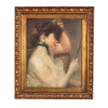 <p>ALBERT BESNARD (1849-1934) Óleo sobre cedro. 61x49,5 cm./ 79x67,5 cm. Besnard ingressou na Escola de Belas Artes aos 17 em 1866. Vinha de uma família de artistas: seu pai Louis Adolphe Besnard havia sido aluno de Ingres e sua mãe Louise Pauline Vaillant, estudou pintura em miniatura com Lizinska de Mirbel, a famosa “Madame de Miribel”. Nesse contexto, era natural que a criança tivesse sido introduzida às práticas artísticas desde cedo. Para tanto, sua mãe escolheu Jean Brémond, também ex-aluno de Ingres, como seu professor. Após Frequentar aulas com Alexandre Cabanel e Sébastien Cornu, estreou no Salão de 1868, onde expôs seu primeiro retrato. - Em 1874 ganhou o “Prix de Rome” com uma pintura intitulada “A morte de Timófanes.” Passou cinco anos na Itália em Roma e na Villa Medici, onde se tornou amigo de outro pintor, Aimé Morot. Juntos, os dois descobriram a Itália a cavalo e se inspiraram nela. Os cavalos permaneciam um tema recorrente na obra de Besnard até sua morte. Em 1879, casou-se com a escultora Charlotte Dubray, filha do também escultor Gabriel-Vital Dubray. Com ela, mudou-se para a Inglaterra, onde o casal passou dois anos. Esse período inglês foi importante para o artista, que mergulhou na obra da escola britânica de retratos e expôs na Royal Academy of Arts de Londres, antes de retornar à França em 1884. Na década de 1880, viajou à Espanha, Marrocos e Argélia. Sua primeira grande encomenda pública foi um afresco que decorava a Sala dos Vestíbulos da Escola de Farmácia de Paris. O tema era ambicioso: era nada menos que uma alegoria sobre a história do mundo, desde os tempos pré-históricos até a era contemporânea. É autor dos monumentos parisienses: A cúpula do Petit-Palais Painel na Embaixada da França em Viena o teto do Palácio da Paz em Haia O retrato de Madame Roger Jourdain, atualmente no Musée d'Orsay A obra do anfiteatro Universidade de Sorbonne, As paredes do Hôtel de Ville a prefeitura de Paris com “três idades do homem”. Entre 1910 e 1911, viajou à Índia que resultou na publicação de um livro com notas de viagem e recordações. Durante a Primeira Guerra Mundial deu a Besnard produziu os retratos do Rei Alberto I e da Rainha Elizabeth hoje Recepção na Universidade Francesa em Estrasburgo. Foi um período de honrarias e reconhecimento, Besnard viveu vida longa e próspera até os 85 anos. Em 1913, foi nomeado diretor da Académie de France em Roma. Em 1922, tornou-se diretor da École des Beaux-Arts de Paris. Foi membro Académie Française Recebeu a Grã-Cruz da Legião de Honra do governo Francês . Em 1934 foi sepultado no Cemitério de Montparnasse Albert Besnard ingressou na Escola de Belas Artes de Paris aos dezessete anos, em 1866 — e parecia já carregar o destino da pintura no sangue. Era filho de artistas: seu pai, Louis Adolphe Besnard, havia sido aluno de Jean-Auguste-Dominique Ingres, o grande mestre do neoclassicismo; sua mãe, Louise Pauline Vaillant, fora discípula de Lizinska de Mirbel, a célebre miniaturista conhecida como “Madame de Mirbel”. Nascido nesse ambiente em que os pincéis e as ideias eram parte do ar que se respirava, Besnard foi introduzido desde cedo às práticas artísticas. Sua mãe confiou sua formação a Jean Brémond, outro ex-aluno de Ingres, que lhe ensinou a disciplina e o desenho preciso que mais tarde serviriam de base para sua ousadia luminosa. Ainda jovem, frequentou as aulas de Alexandre Cabanel e Sébastien Cornu, nomes consagrados da pintura acadêmica francesa. Em 1868, estreou no Salão de Paris, apresentando seu primeiro retrato — o início de uma trajetória que rapidamente conquistaria espaço entre os grandes nomes de sua geração. Seis anos mais tarde, em 1874, sua consagração viria com o Prix de Rome, prêmio máximo concedido aos talentos emergentes da França, pela obra “A Morte de Timófanes”. A vitória lhe garantiu uma temporada de cinco anos na Itália, onde viveu entre Roma e a Villa Médici. Foi lá que se tornou amigo do pintor Aimé Morot — companheiro de aventuras artísticas e cavalgadas pela paisagem italiana, cujas formas e luzes marcariam para sempre sua paleta. Desde então, os cavalos se tornariam um tema recorrente e quase simbólico em sua obra. Em 1879, Besnard casou-se com a escultora Charlotte Dubray, filha do renomado escultor Gabriel-Vital Dubray. O casal mudou-se para a Inglaterra, onde permaneceram por dois anos. Essa fase londrina seria decisiva: Besnard mergulhou na tradição retratística britânica, estudou minuciosamente as técnicas de luz e atmosfera, e expôs na Royal Academy of Arts de Londres antes de retornar à França em 1884. Na década de 1880, suas viagens se ampliaram — Espanha, Marrocos e Argélia — e o olhar do artista se enriqueceu com as cores e contrastes do Mediterrâneo e do Norte da África. A primeira grande encomenda pública de Besnard viria pouco depois: um monumental afresco para a Sala dos Vestíbulos da Escola de Farmácia de Paris. O tema, ousado e simbólico, narrava nada menos que a história do mundo, dos tempos pré-históricos à era moderna — um feito que o consolidou como um dos grandes muralistas de seu tempo. Sua presença na paisagem parisiense é notável. São de sua autoria: A cúpula do Petit Palais, O painel da Embaixada da França em Viena, O teto do Palácio da Paz, em Haia, O retrato de Madame Roger Jourdain, hoje no Musée d’Orsay, A decoração do anfiteatro da Universidade da Sorbonne, E as pinturas do Hôtel de Ville de Paris, com o tema das “Três Idades do Homem”. Entre 1910 e 1911, o artista viajou à Índia, de onde trouxe anotações, lembranças e impressões que mais tarde reuniria em um livro de viagens — uma obra que revela o olhar curioso e cosmopolita de um homem encantado pela diversidade do mundo. Durante a Primeira Guerra Mundial, Besnard retratou o rei Alberto I da Bélgica e a rainha Elizabeth, obras que hoje pertencem à Universidade Francesa em Estrasburgo. Foi um período de honrarias e reconhecimento nacional: a França via nele um símbolo de sua tradição e de sua modernidade artística. O sucesso e o prestígio o acompanharam até o fim da vida. Viveu longos e prósperos 85 anos, cercado de respeito e admiração. Em 1913, foi nomeado diretor da Académie de France em Roma; em 1922, assumiu a direção da École des Beaux-Arts de Paris; tornou-se membro da Académie Française e recebeu a Grã-Cruz da Legião de Honra, a mais alta distinção do governo francês. Quando faleceu, em 1934, e foi sepultado no Cemitério de Montparnasse, Paris perdeu um dos seus últimos grandes pintores que souberam unir o rigor da escola clássica à liberdade da modernidade nascente.</p> <p>ALBERT BESNARD (1849-1934) Óleo sobre cedro. 61x49,5 cm./ 79x67,5 cm. Besnard ingressou na Escola de Belas Artes aos 17 em 1866. Vinha de uma família de artistas: seu pai Louis Adolphe Besnard havia sido aluno de Ingres e sua mãe Louise Pauline Vaillant, estudou pintura em miniatura com Lizinska de Mirbel, a famosa “Madame de Miribel”. Nesse contexto, era natural que a criança tivesse sido introduzida às práticas artísticas desde cedo. Para tanto, sua mãe escolheu Jean Brémond, também ex-aluno de Ingres, como seu professor. Após Frequentar aulas com Alexandre Cabanel e Sébastien Cornu, estreou no Salão de 1868, onde expôs seu primeiro retrato. - Em 1874 ganhou o “Prix de Rome” com uma pintura intitulada “A morte de Timófanes.” Passou cinco anos na Itália em Roma e na Villa Medici, onde se tornou amigo de outro pintor, Aimé Morot. Juntos, os dois descobriram a Itália a cavalo e se inspiraram nela. Os cavalos permaneciam um tema recorrente na obra de Besnard até sua morte. Em 1879, casou-se com a escultora Charlotte Dubray, filha do também escultor Gabriel-Vital Dubray. Com ela, mudou-se para a Inglaterra, onde o casal passou dois anos. Esse período inglês foi importante para o artista, que mergulhou na obra da escola britânica de retratos e expôs na Royal Academy of Arts de Londres, antes de retornar à França em 1884. Na década de 1880, viajou à Espanha, Marrocos e Argélia. Sua primeira grande encomenda pública foi um afresco que decorava a Sala dos Vestíbulos da Escola de Farmácia de Paris. O tema era ambicioso: era nada menos que uma alegoria sobre a história do mundo, desde os tempos pré-históricos até a era contemporânea. É autor dos monumentos parisienses: A cúpula do Petit-Palais Painel na Embaixada da França em Viena o teto do Palácio da Paz em Haia O retrato de Madame Roger Jourdain, atualmente no Musée d'Orsay A obra do anfiteatro Universidade de Sorbonne, As paredes do Hôtel de Ville a prefeitura de Paris com “três idades do homem”. Entre 1910 e 1911, viajou à Índia que resultou na publicação de um livro com notas de viagem e recordações. Durante a Primeira Guerra Mundial deu a Besnard produziu os retratos do Rei Alberto I e da Rainha Elizabeth hoje Recepção na Universidade Francesa em Estrasburgo. Foi um período de honrarias e reconhecimento, Besnard viveu vida longa e próspera até os 85 anos. Em 1913, foi nomeado diretor da Académie de France em Roma. Em 1922, tornou-se diretor da École des Beaux-Arts de Paris. Foi membro Académie Française Recebeu a Grã-Cruz da Legião de Honra do governo Francês . Em 1934 foi sepultado no Cemitério de Montparnasse Albert Besnard ingressou na Escola de Belas Artes de Paris aos dezessete anos, em 1866 — e parecia já carregar o destino da pintura no sangue. Era filho de artistas: seu pai, Louis Adolphe Besnard, havia sido aluno de Jean-Auguste-Dominique Ingres, o grande mestre do neoclassicismo; sua mãe, Louise Pauline Vaillant, fora discípula de Lizinska de Mirbel, a célebre miniaturista conhecida como “Madame de Mirbel”. Nascido nesse ambiente em que os pincéis e as ideias eram parte do ar que se respirava, Besnard foi introduzido desde cedo às práticas artísticas. Sua mãe confiou sua formação a Jean Brémond, outro ex-aluno de Ingres, que lhe ensinou a disciplina e o desenho preciso que mais tarde serviriam de base para sua ousadia luminosa. Ainda jovem, frequentou as aulas de Alexandre Cabanel e Sébastien Cornu, nomes consagrados da pintura acadêmica francesa. Em 1868, estreou no Salão de Paris, apresentando seu primeiro retrato — o início de uma trajetória que rapidamente conquistaria espaço entre os grandes nomes de sua geração. Seis anos mais tarde, em 1874, sua consagração viria com o Prix de Rome, prêmio máximo concedido aos talentos emergentes da França, pela obra “A Morte de Timófanes”. A vitória lhe garantiu uma temporada de cinco anos na Itália, onde viveu entre Roma e a Villa Médici. Foi lá que se tornou amigo do pintor Aimé Morot — companheiro de aventuras artísticas e cavalgadas pela paisagem italiana, cujas formas e luzes marcariam para sempre sua paleta. Desde então, os cavalos se tornariam um tema recorrente e quase simbólico em sua obra. Em 1879, Besnard casou-se com a escultora Charlotte Dubray, filha do renomado escultor Gabriel-Vital Dubray. O casal mudou-se para a Inglaterra, onde permaneceram por dois anos. Essa fase londrina seria decisiva: Besnard mergulhou na tradição retratística britânica, estudou minuciosamente as técnicas de luz e atmosfera, e expôs na Royal Academy of Arts de Londres antes de retornar à França em 1884. Na década de 1880, suas viagens se ampliaram — Espanha, Marrocos e Argélia — e o olhar do artista se enriqueceu com as cores e contrastes do Mediterrâneo e do Norte da África. A primeira grande encomenda pública de Besnard viria pouco depois: um monumental afresco para a Sala dos Vestíbulos da Escola de Farmácia de Paris. O tema, ousado e simbólico, narrava nada menos que a história do mundo, dos tempos pré-históricos à era moderna — um feito que o consolidou como um dos grandes muralistas de seu tempo. Sua presença na paisagem parisiense é notável. São de sua autoria: A cúpula do Petit Palais, O painel da Embaixada da França em Viena, O teto do Palácio da Paz, em Haia, O retrato de Madame Roger Jourdain, hoje no Musée d’Orsay, A decoração do anfiteatro da Universidade da Sorbonne, E as pinturas do Hôtel de Ville de Paris, com o tema das “Três Idades do Homem”. Entre 1910 e 1911, o artista viajou à Índia, de onde trouxe anotações, lembranças e impressões que mais tarde reuniria em um livro de viagens — uma obra que revela o olhar curioso e cosmopolita de um homem encantado pela diversidade do mundo. Durante a Primeira Guerra Mundial, Besnard retratou o rei Alberto I da Bélgica e a rainha Elizabeth, obras que hoje pertencem à Universidade Francesa em Estrasburgo. Foi um período de honrarias e reconhecimento nacional: a França via nele um símbolo de sua tradição e de sua modernidade artística. O sucesso e o prestígio o acompanharam até o fim da vida. Viveu longos e prósperos 85 anos, cercado de respeito e admiração. Em 1913, foi nomeado diretor da Académie de France em Roma; em 1922, assumiu a direção da École des Beaux-Arts de Paris; tornou-se membro da Académie Française e recebeu a Grã-Cruz da Legião de Honra, a mais alta distinção do governo francês. Quando faleceu, em 1934, e foi sepultado no Cemitério de Montparnasse, Paris perdeu um dos seus últimos grandes pintores que souberam unir o rigor da escola clássica à liberdade da modernidade nascente.</p>