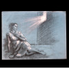 <p>EDGAR WALTER (1917 &ndash; 1994) DESENHO CRAYON, PAPEL CANSON AZUL. MULHER OLHANDO JANELA ILUMINADA. D&Eacute;CADA DE 1950. MED: 23 X 30 CM.</p>