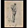 <p>EDGAR WALTER (1917 &ndash; 1994) DESENHO GRAFITE: MODELO VIVO PINTOR AO CAVALETE DATADO 1456 MED: 12 X 17 CM.</p>