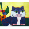 <p>Aldemir Martins - Gato azul e vaso com flores - ast - 55 x 46 - cie - 2001 - Apresenta certificado de autenticidade assinado pelo artista</p>