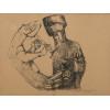 <p>Marcelo Grassmann - Guerreiro - nanquim sobre papel - 35 x 46 - canto inferior direito - 1958</p>