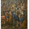 <p>Excepcional obra da Escola cusquenha - A prisão de Cristo - OST - 105 x 100 cm , guarnecida por belo moldura lavrada . Peru Sec XVIII (NO ESTADO).</p>