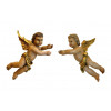 <p>Par de fragmentos em madeira patinada e dourada, representando querubins.</p> <p>Par de fragmentos em madeira patinada e dourada, representando querubins.</p>
