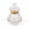 <p>Tinteiro em cristal lapidado e metal dourado - 14 cm alt, 10 cm diâm. (No estado). Europa Séc. XIX</p> <p>Tinteiro em cristal lapidado e metal dourado - 14 cm alt, 10 cm diâm. (No estado). Europa Séc. XIX</p>