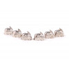 <p>Conjunto de duas caixas contendo 6 (seis) marcadores de lugar cada, totalizando 12 (doze) peças, em metal espessurado a prata, em forma de coelhos. França, c. 1950. 2 x 4 cm.</p> <p>Conjunto de duas caixas contendo 6 (seis) marcadores de lugar cada, totalizando 12 (doze) peças, em metal espessurado a prata, em forma de coelhos. França, c. 1950. 2 x 4 cm.</p>