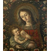 <p>Escola Cusquenha – Nossa Senhora do Leite. OST. Peru, séc. XVIII. 50 x 45 cm.</p>