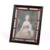 <p>Assinatura não identificada- Miniatura de alta qualidade representando mulher e cachorro, guarnecida por moldura de bronze (sistema de porta retrato). Europa Séc. XIX - 13 x 10 cm.</p> <p>Assinatura não identificada- Miniatura de alta qualidade representando mulher e cachorro, guarnecida por moldura de bronze (sistema de porta retrato). Europa Séc. XIX - 13 x 10 cm.</p>