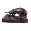 <p>Cipkes - Escultura de bronze patinado representando cachorros, 25 cm alt, 44 x 38 cm. Europa Séc. XIX</p>