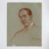 <p>F. Massiera. Retrato Masculino. Lápis de cor, 60 cm x 48,5 cm. Assinado e datado embaixo à direita: F. Massiera / Rio IV - 1932. OBS.: Apresenta rasgo colado com fita. Duas na parte superior e 1 na inferior. Origem: ex-coleção Embaixador José Roberto de Macedo Soares.</p>