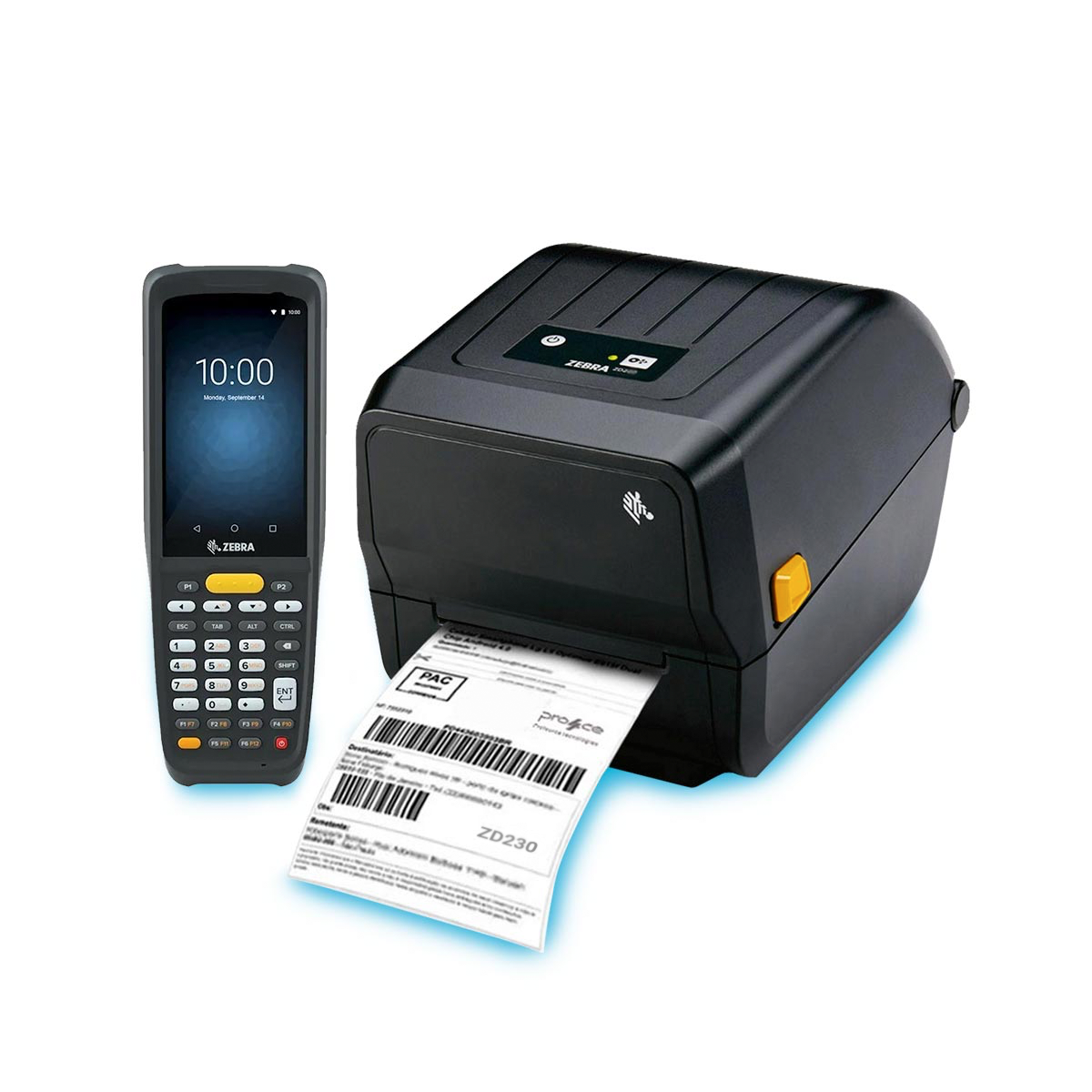 ET　２本 Kit Zebra Coletor de Dados MC22 2D + Impressora ZD230 | Loja Pro4ce