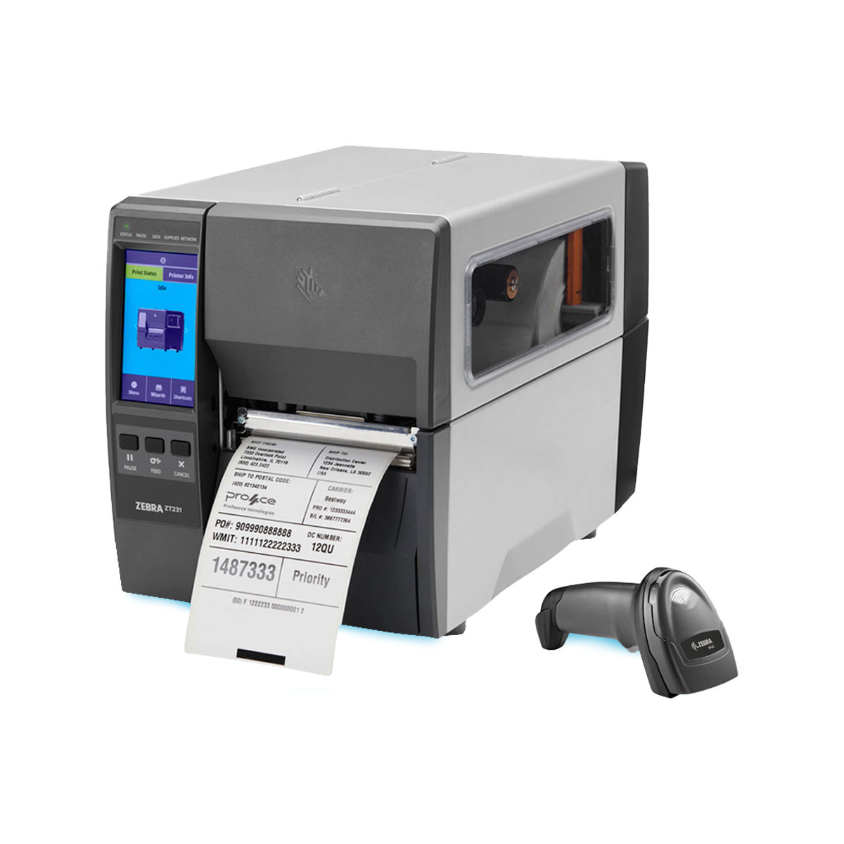 Kit Zebra Leitor 2D DS2208 c/Suporte + Impressora ZT231