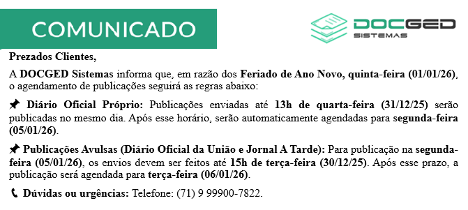 COMUNICADO - ANO NOVO