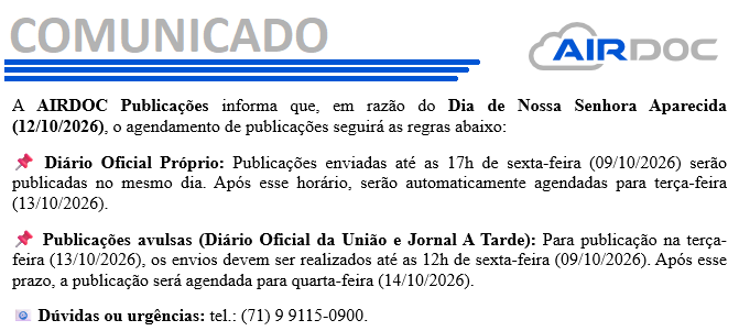 COMUNICADO - NOSSA SENHORA APARECIDA