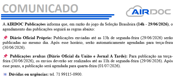 COMUNICADO - JOGO DO BRASIL
