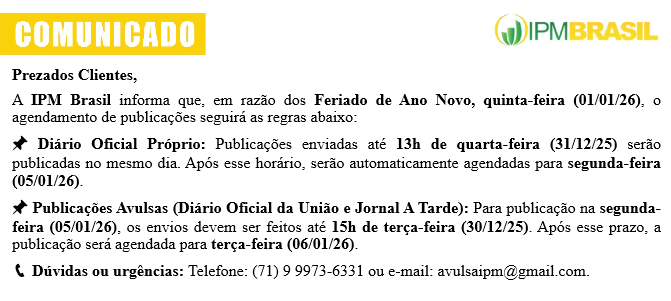 COMUNICADO - ANO NOVO