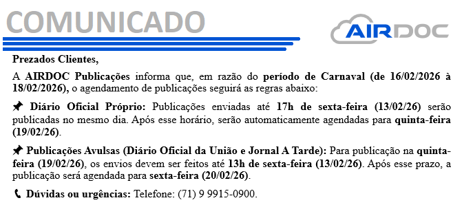 COMUNICADO - CARNAVAL