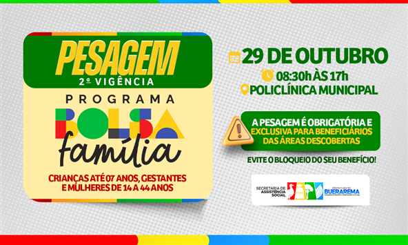 PESAGEM OBRIGATÓRIA – BOLSA FAMÍLIA