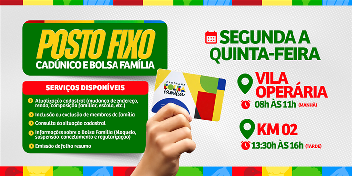 CADÚNICO E BOLSA FAMÍLIA MAIS PERTO DE VOCÊ