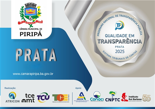 Câmara Consquista Selo Prata em Transparência Pública