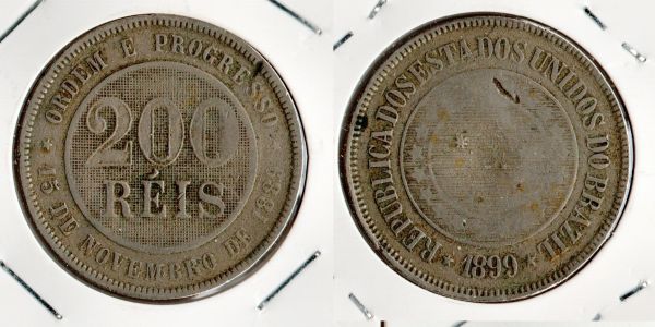 V052-1 - 200 Réis 1899 - Tiragem 2.723.500