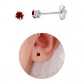 Brinco solitário infantil folheado a prata com strass e taracha baby - BO0071P