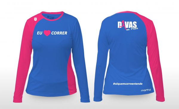 Blusa Feminina Baby Look Manga Longa "Eu Amo Correr"