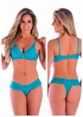Conjunto em Microfibra Lisa e Renda com Bijuteria