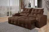 Estofado Retratil Reclinavel Minas 200 2x100 Veludo Suede Marrom 506 Decorar Estofados