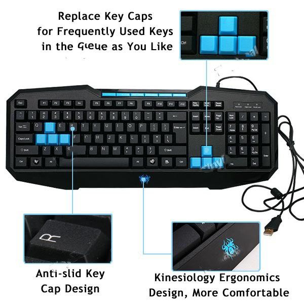 Teclado Multimídia USB Azul